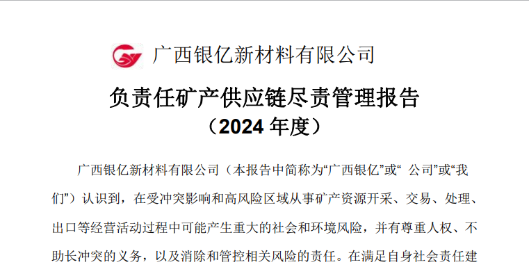 负责任矿产供应链尽责管理报告（2024年度）