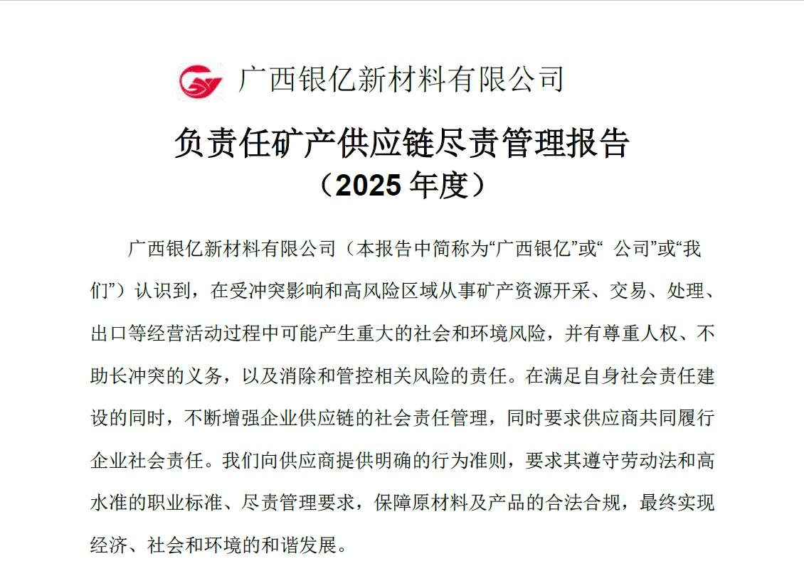 负责任矿产供应链尽责管理报告（2025年度）
